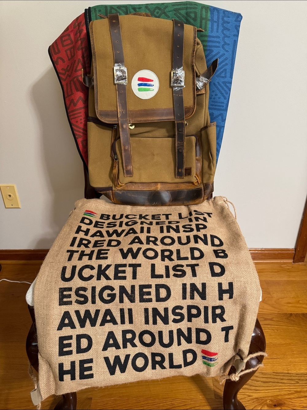 Bucket List Family Canvas Backpack with Buckle Straps, travel blanket